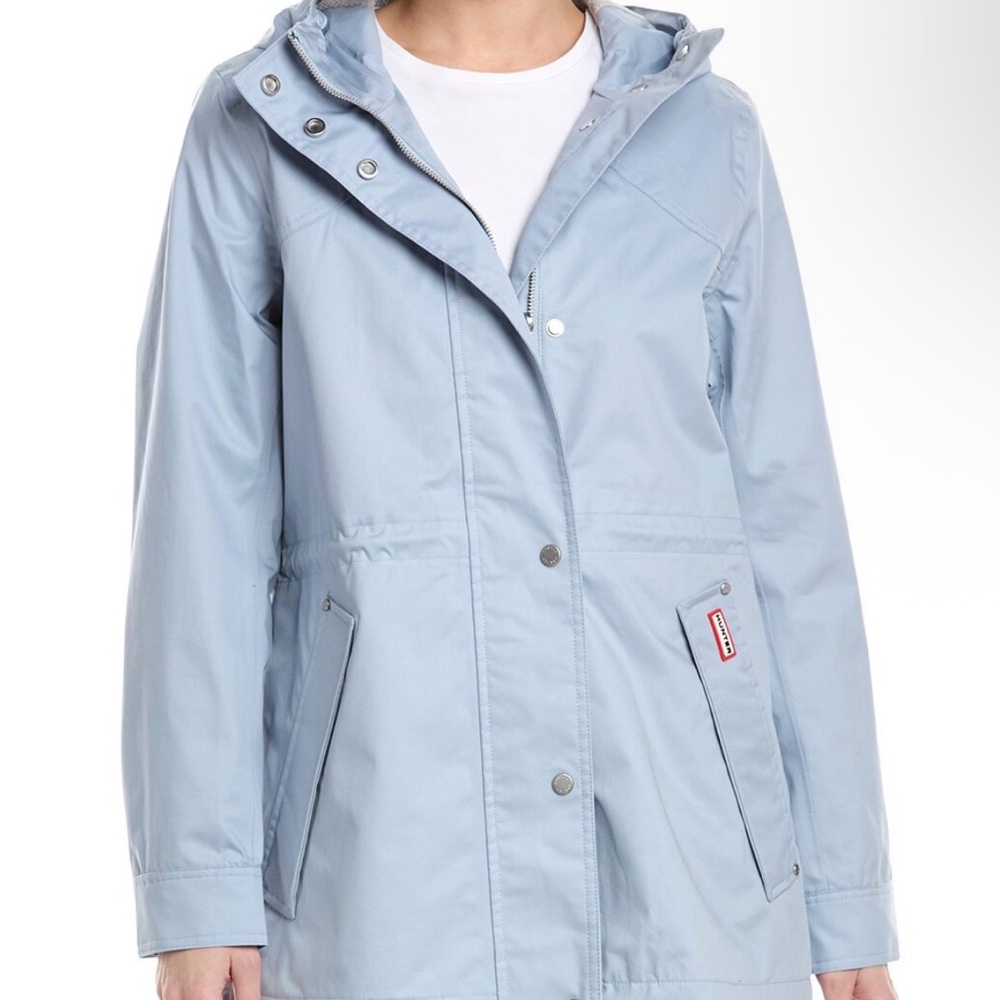 Hunter Adela Light Blue Hooded Rain Coat